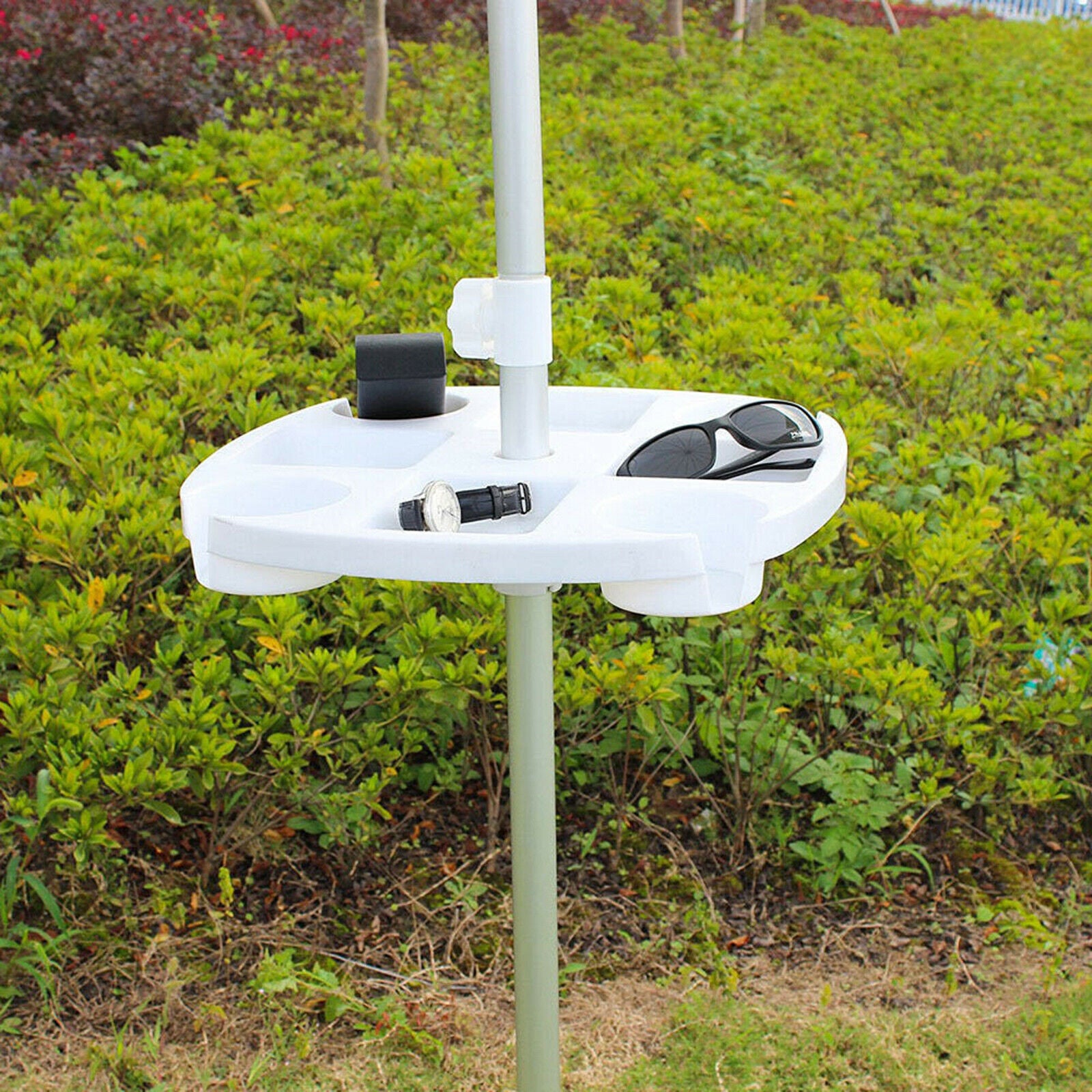 Summer Beach Umbrella Table Tray with Hanging Hook for Garden Swimming Pool