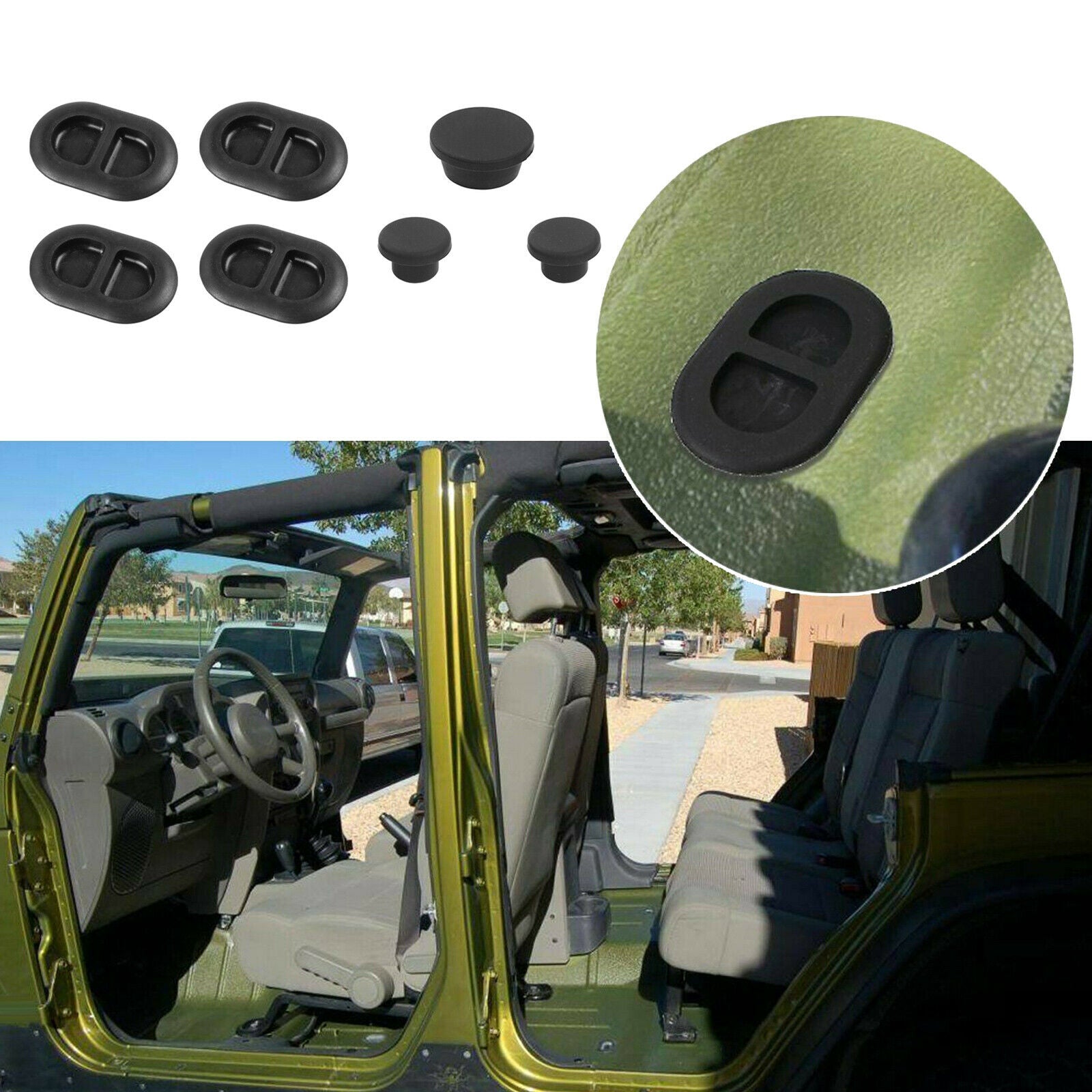7pcs Small Rubber Floor Drain Plugs Pan Body Plug For Wrangler JK 07-17 CN