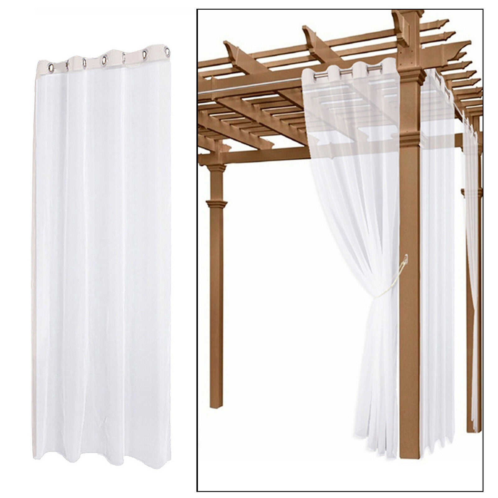 3Pcs Sheer Curtain Porch Deck Canopy Patio Drape Privacy Voile Decoration