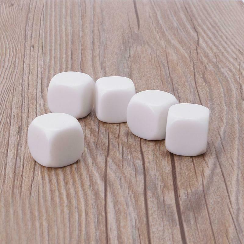 5pcs 20mm White Blank Acrylic Dice Kid DIY Write Painting Graffiti Family Games