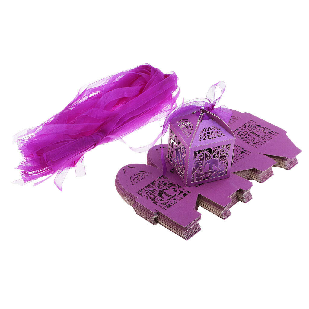 Hollow Bird Love Heart Candy Boxes Sweets Wedding Gifts Boxes with Ribbon B