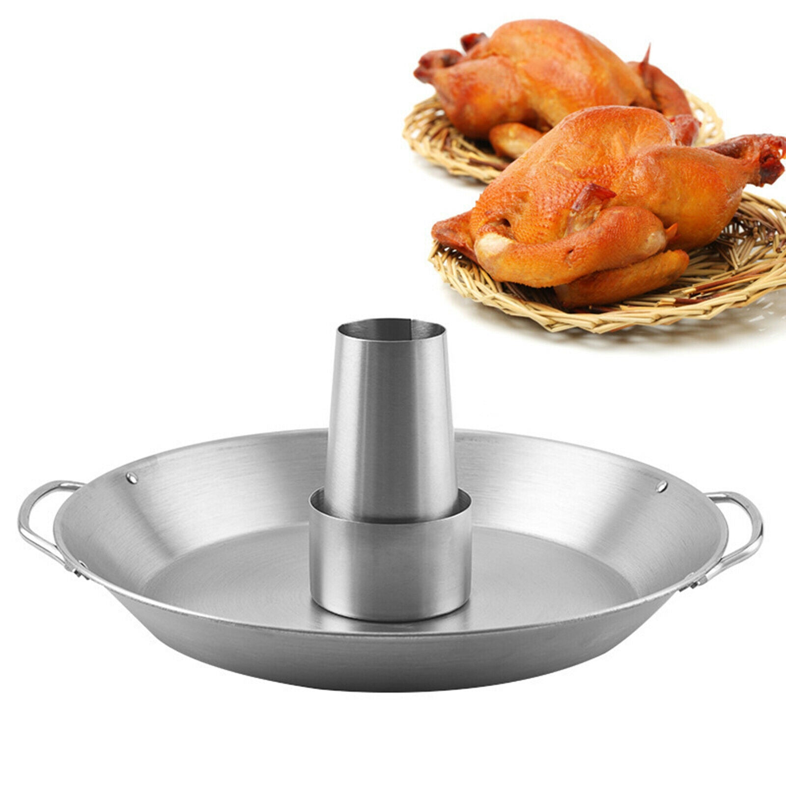 Chicken Holder BBQ Roaster Folding Chicken Holder with Drip Pan