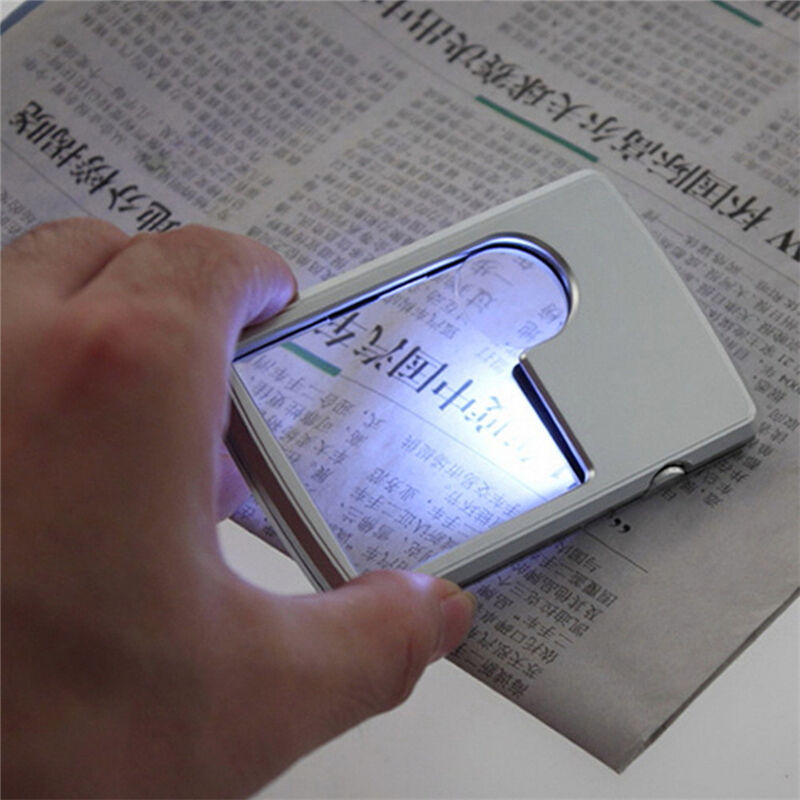 3x 6x LED Light Jewelry Magnifier Loupe Credit Card Shaped Lens Magnifying BDAU