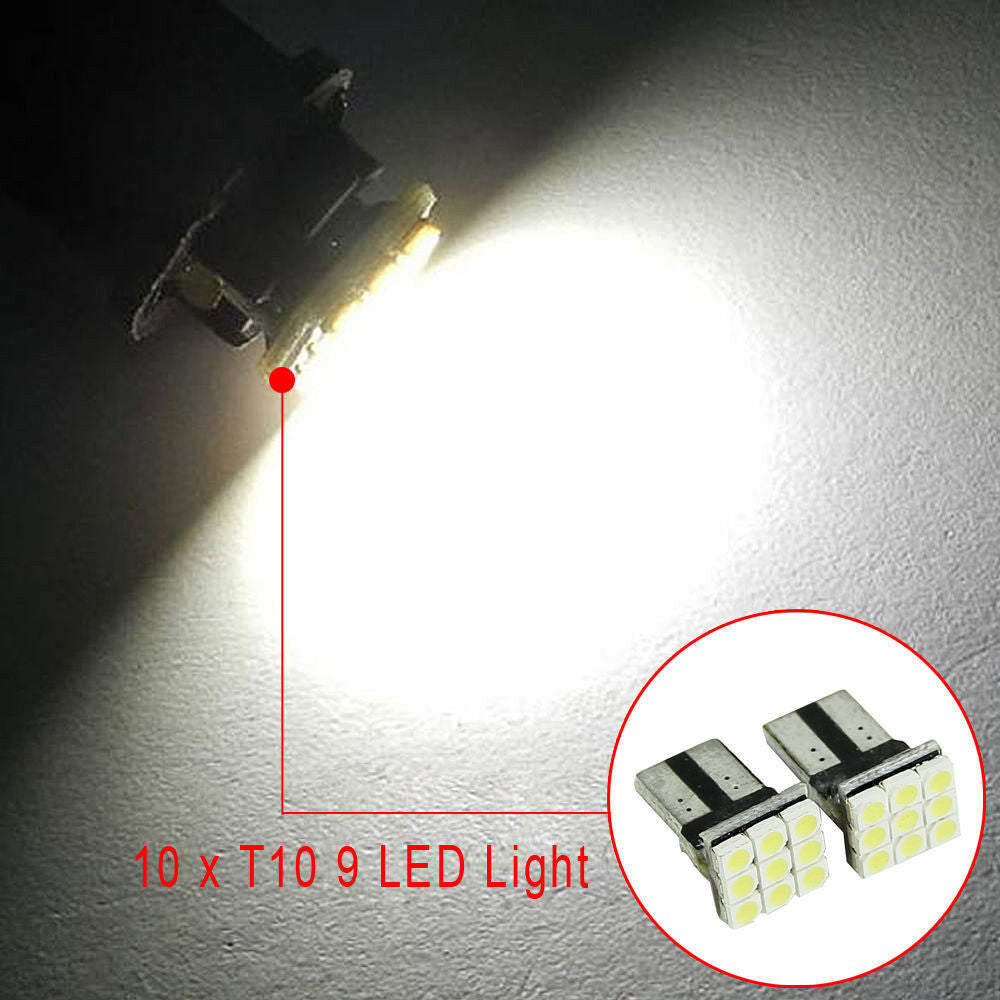 10Pcs T10 LED White 9SMD Car License Plate Light Tail Bulb 2825 192 194 168 W5W
