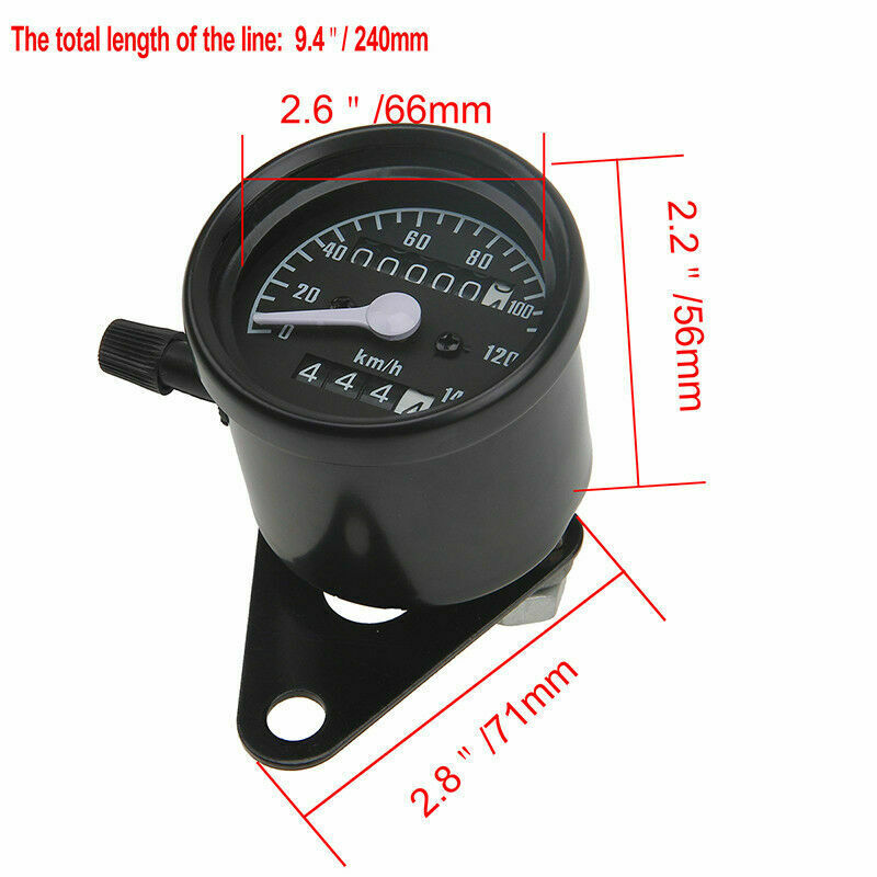Black LED Dual Gauge Odometer Speedometer KMH For Cafe Racer Motorcycle