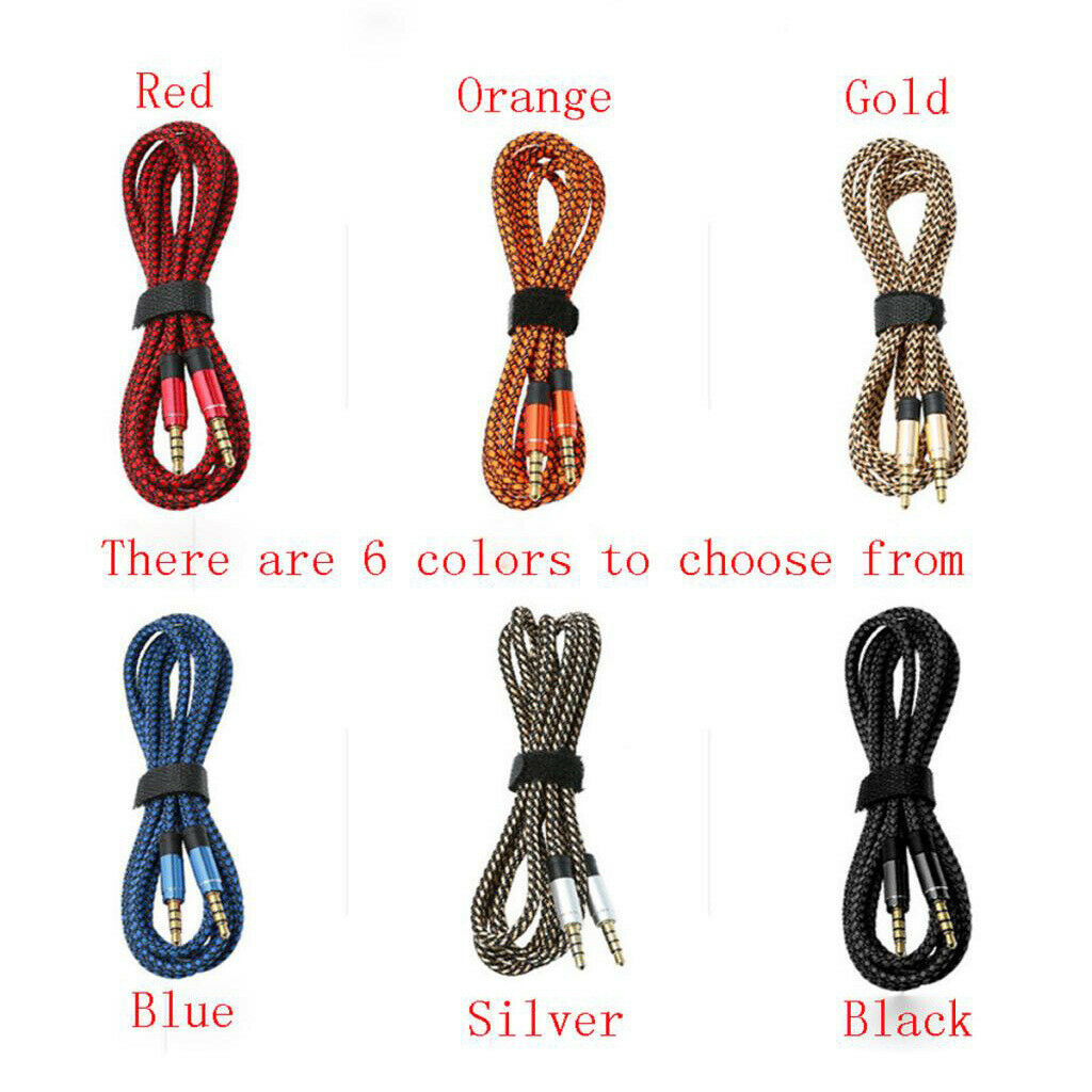 3.5mm Jack Male to Male Aux Audio Cable Nylon Car AUX Audio HiFi Cord 1.5m