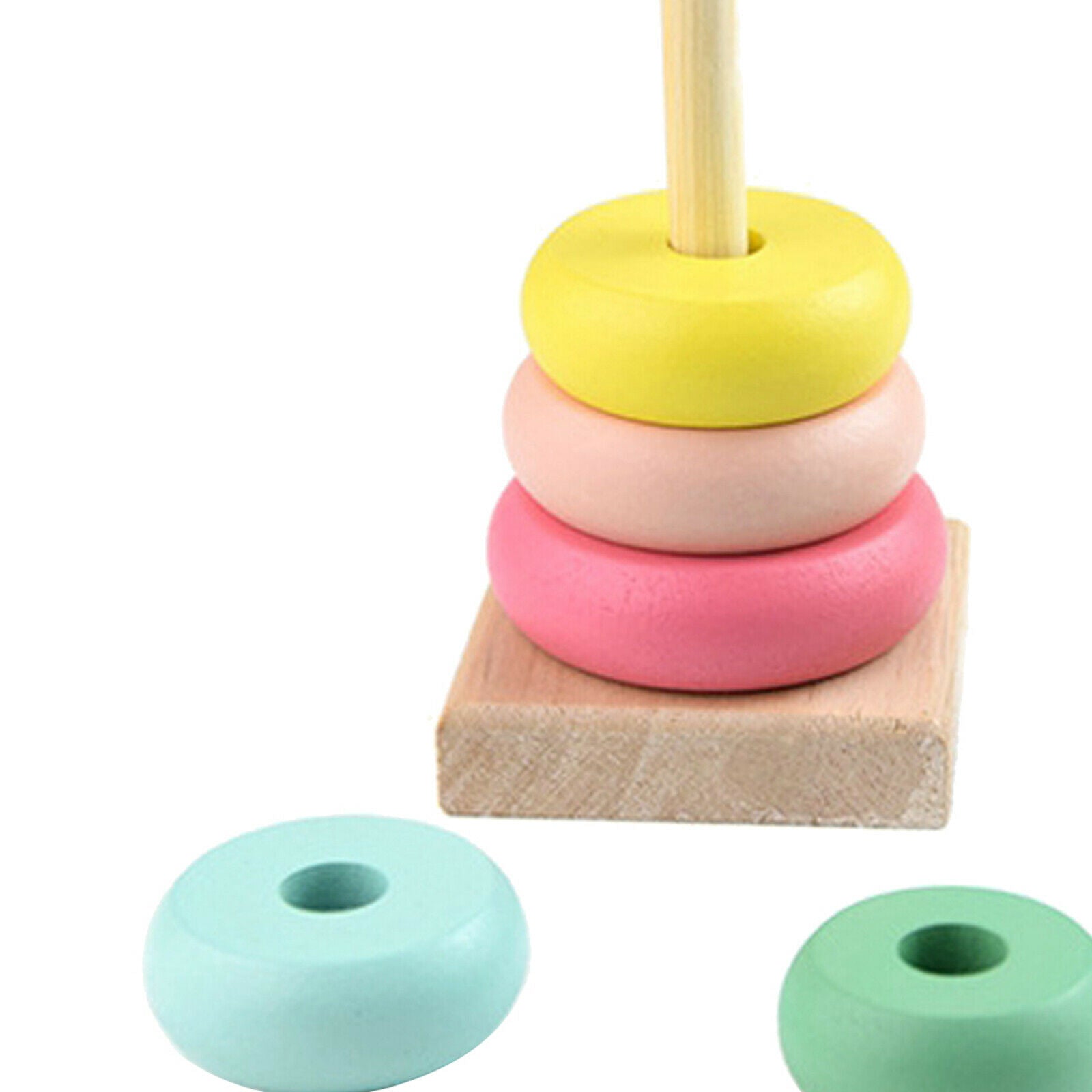 Rainbow Stacker Tower Stacking Rings Wooden Toddler Learning Montessoris Toys