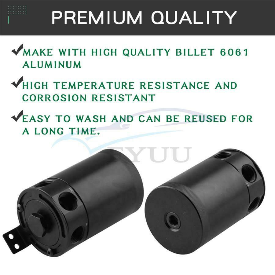 Oil Reservoir Catch Can Tank with Filter Drain Valve Breather Universal 3-Port