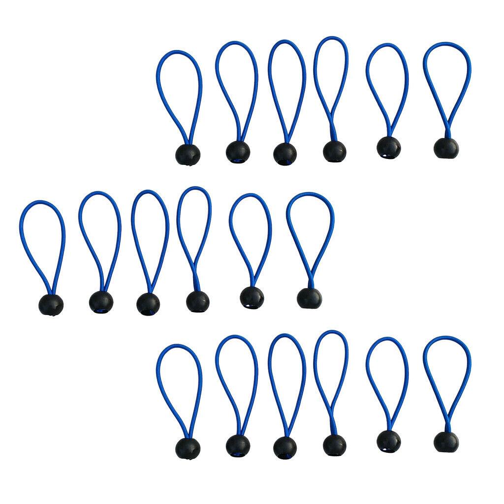18 Pieces Durable Premium 4'' Ball Bungee Camping Stretch Accessories Blue