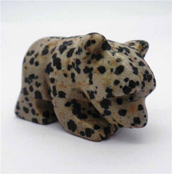 48x30x23mm Natural Dalmation Jasper Carved Bear Decoration Statue Decor HH7724