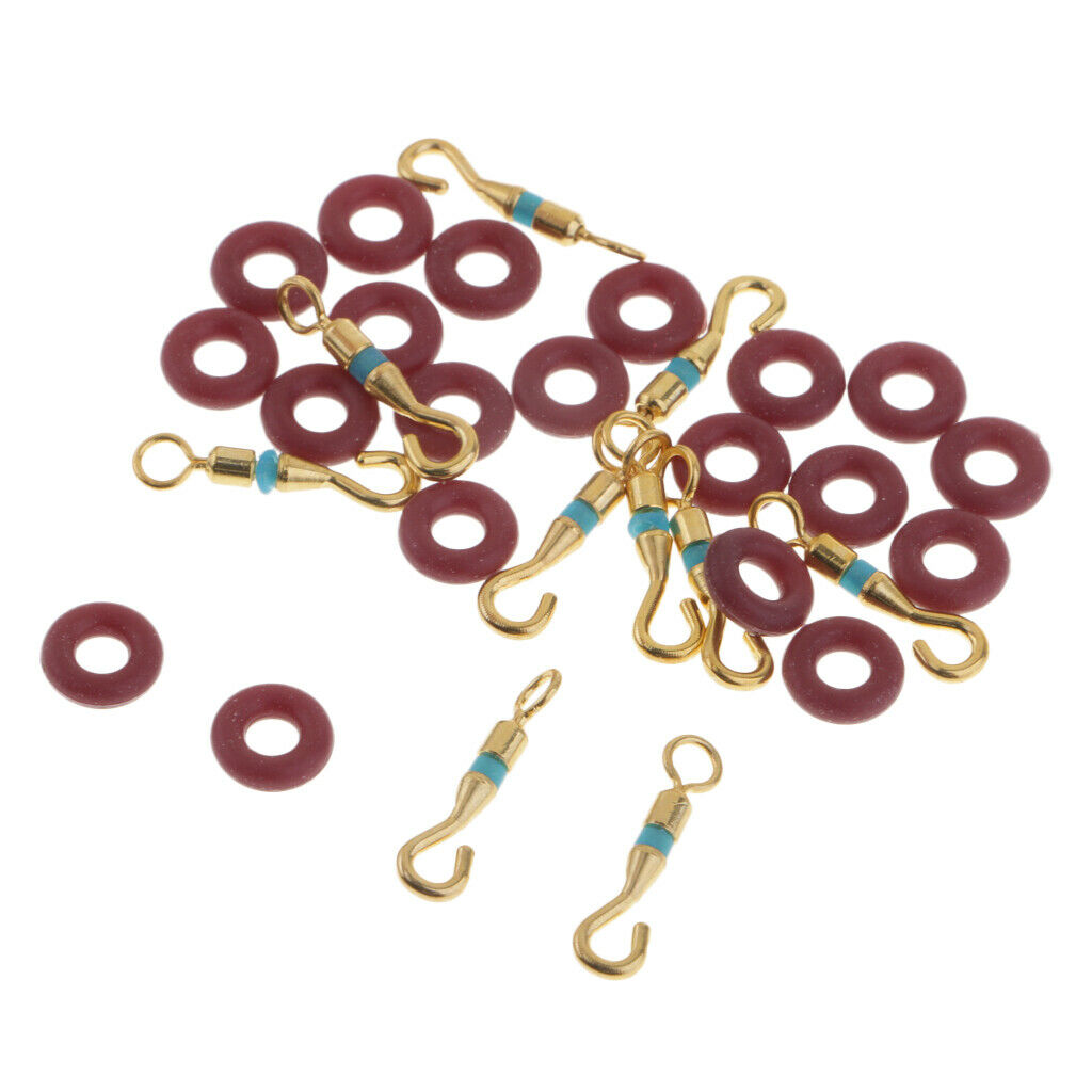 10pcs Opening Swivels + 20pcs O Shaped Rings Fishing Line Connector Buffer L