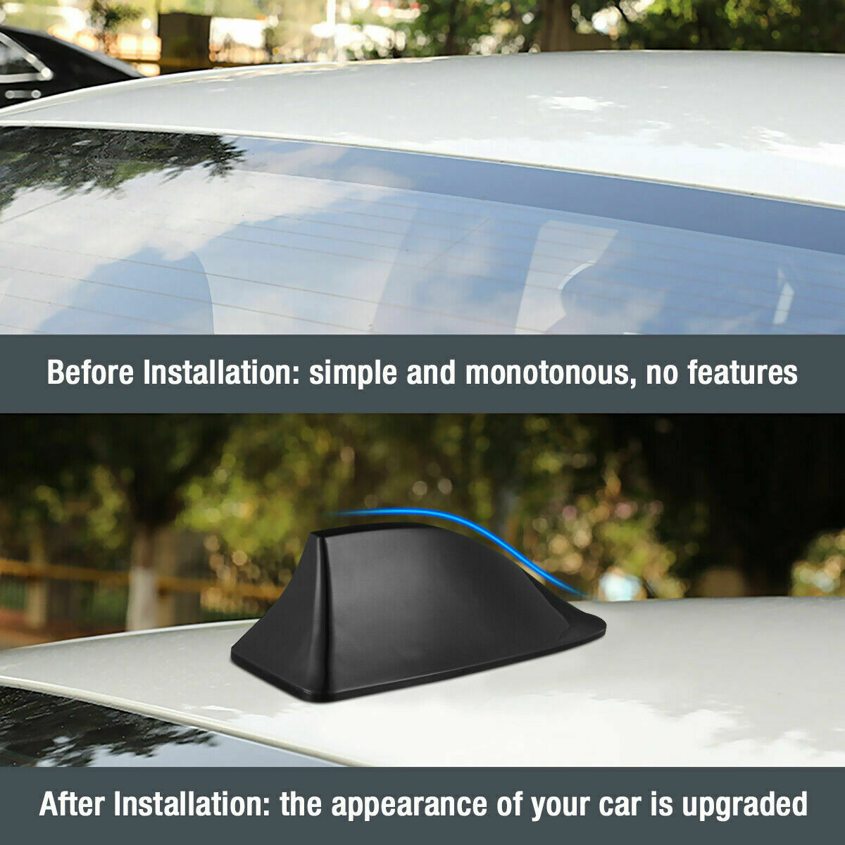 Black Shark Fin Roof Antenna Aerial FM/AM Radio Signal Decor Car Trim Universal