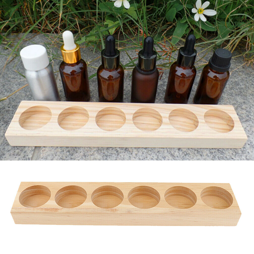 Aromatherapy Essential Oil Organizer Rack Wooden Storage Case Stand Holder Tray