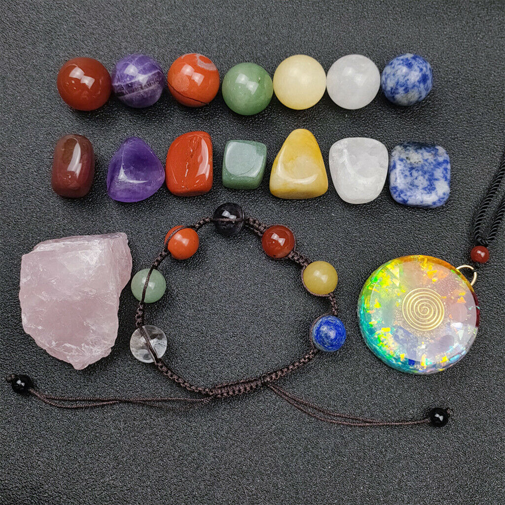 Rough Stone Tiger Eye Fluorite with Necklace Balancing Home Ornament