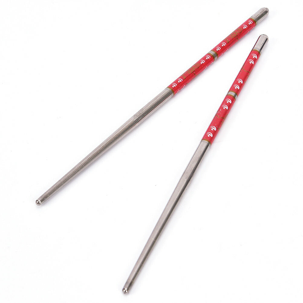 5 Pair Non-slip Flower printed Chop Sticks Stainless Steel Chopstick.l8