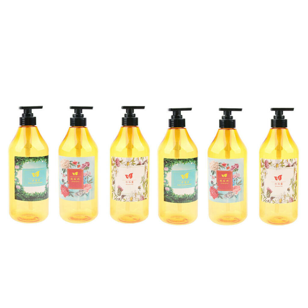 6 x Plastic Empty Travel Shampoo Lotion Container Refillable Pump Bottle 1000ml