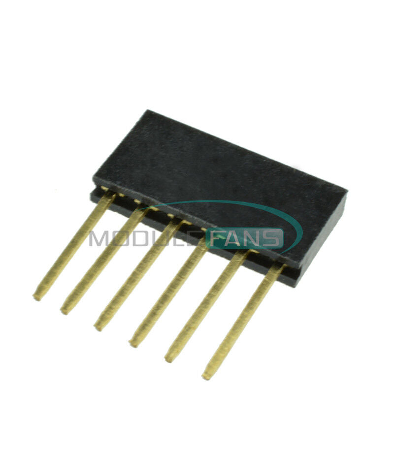100pcs Single 2.54mm Pitch 6-Pin Row Stackable Shield Female Header for Arduino