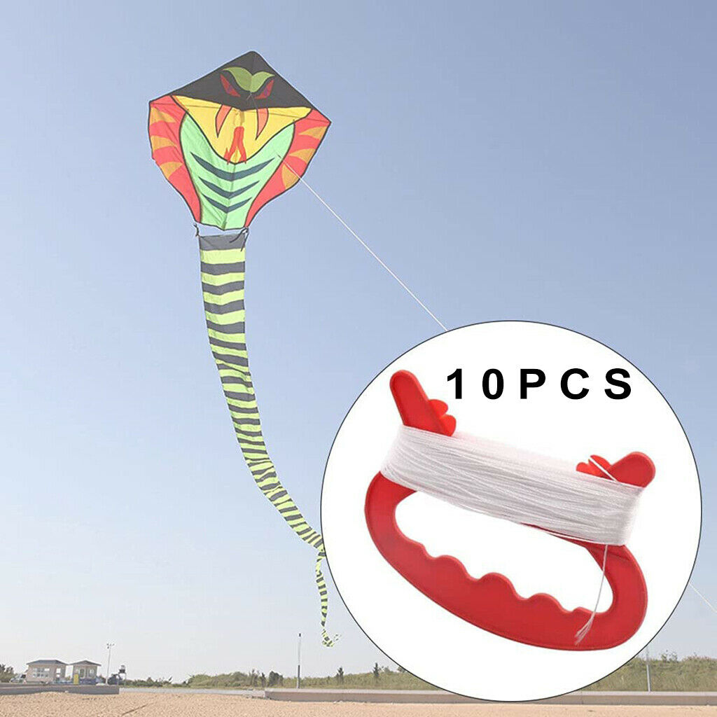 10Pcs D Shape Kite Handle with Line 98 ft Kite String Reel Outdoor Sports