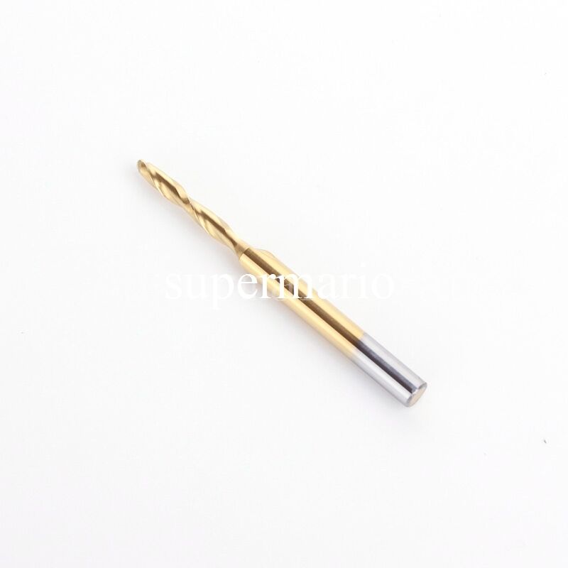 1x 1/8'' Titanium Coated Carbide CNC Two Double Flute Ball Nose Bit 2mm x12mm