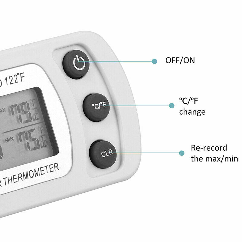 Wireless Digital Refrigerator Freezer Fridge Thermometer Temperature with Hook