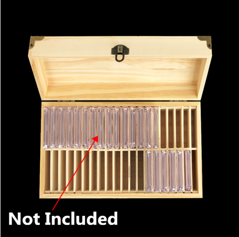 Wood Storage Empty Box Container for Rating Coin Capsules Holder Collectibles
