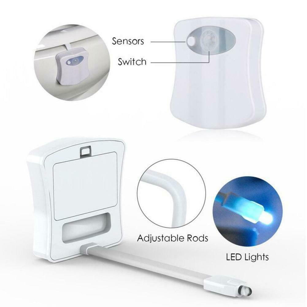 Toilet Night Light 8 Color LED Motion Activated Sensor Bathroom Toliet Bowl Lamp