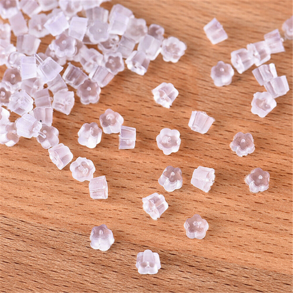 500-pack Silicone Earring Backs Flower Shaped Safety Back Stoppers Ear Post Nuts
