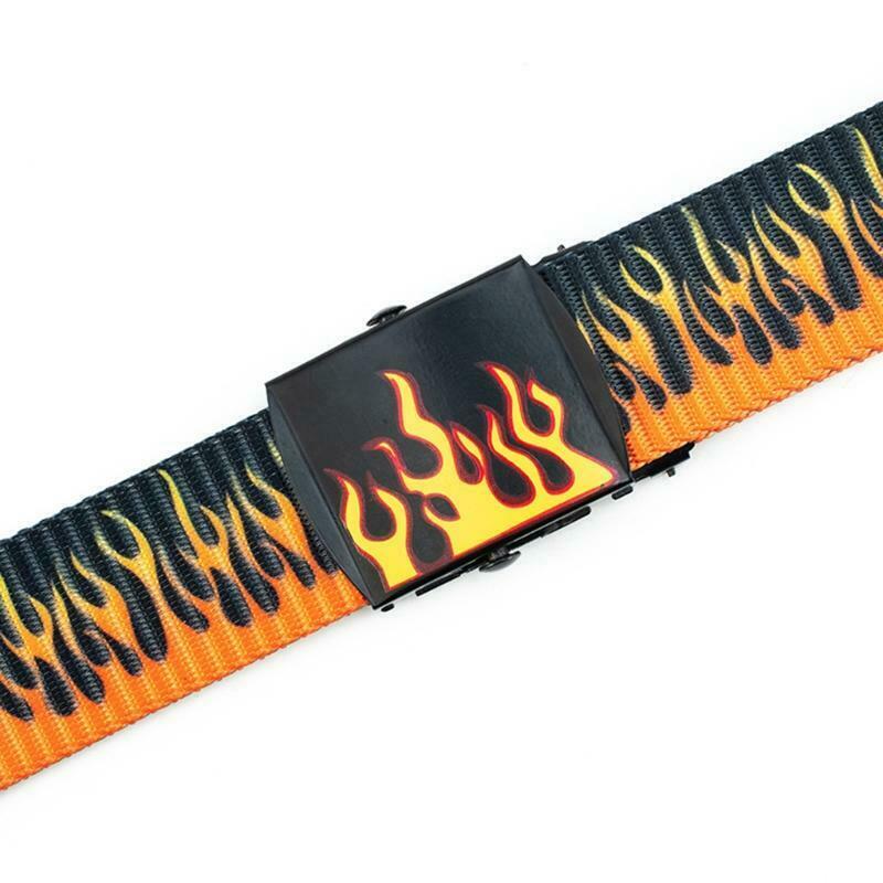 Korean Style Unisex Flame Grain Waistband 130cm Length Adjustable Canvas Belt