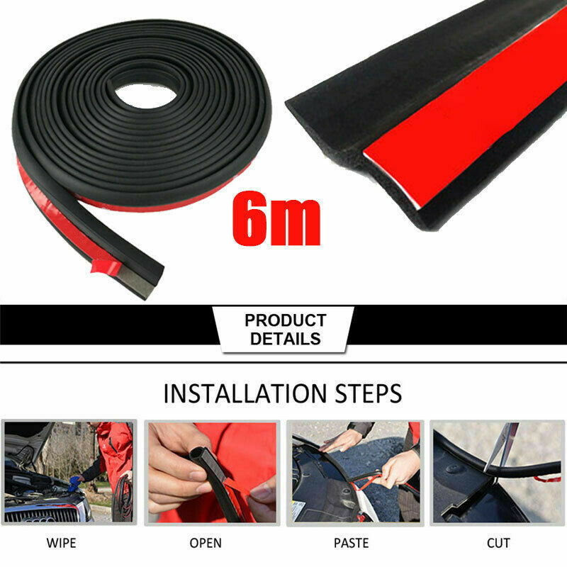 6M Z Type Car Door Edge Rubber Seal Strip Hollow Weatherstrip Trim Protector