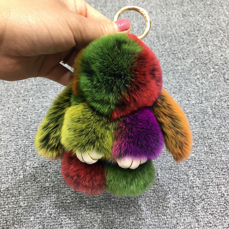 Cute Faux Fur Bunny Fluffy Rabbit Keyring Bag Pendant Keychain Furry Gift