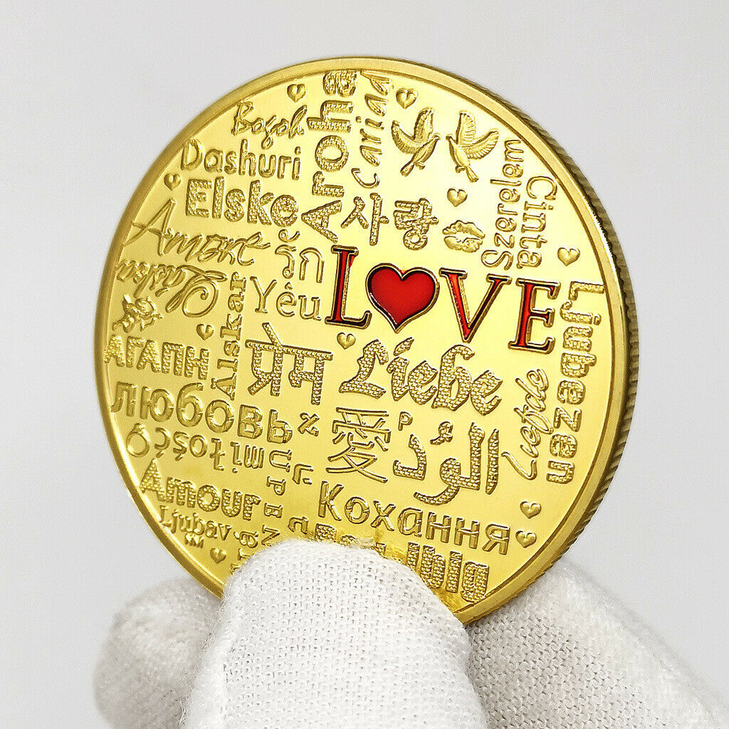 1pc Commemorative Coin Love Birds Couple Flying Souvenir Golden Decor Art