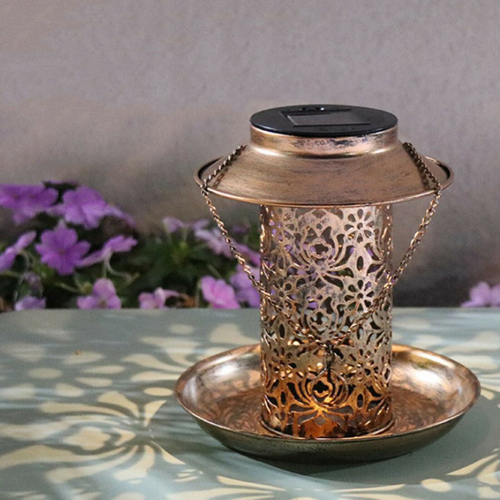 Garden Hanging Wild Bird Feeder Solar Lamp Light Garden Lamp Patio Balcony