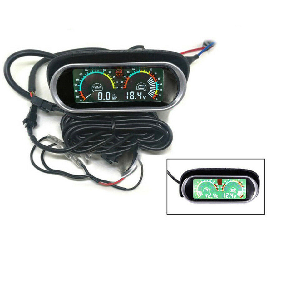 New 2 Funtions Lcd Screen 12v/24v Car TruckOil Pressure Gauge + Voltmeter Meter