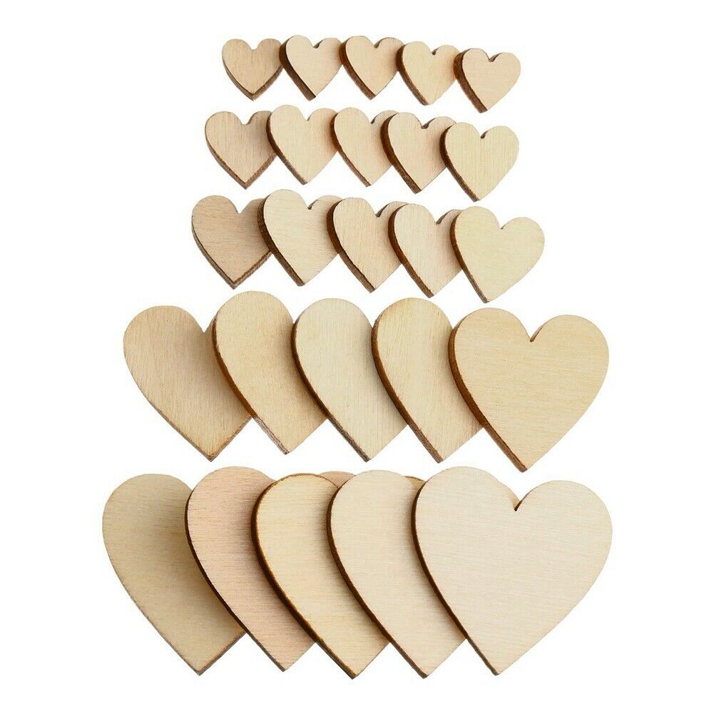 100 Pieces Unfinished Wooden Heart Slices Blank Wood Slices for Christmas, WL5B4