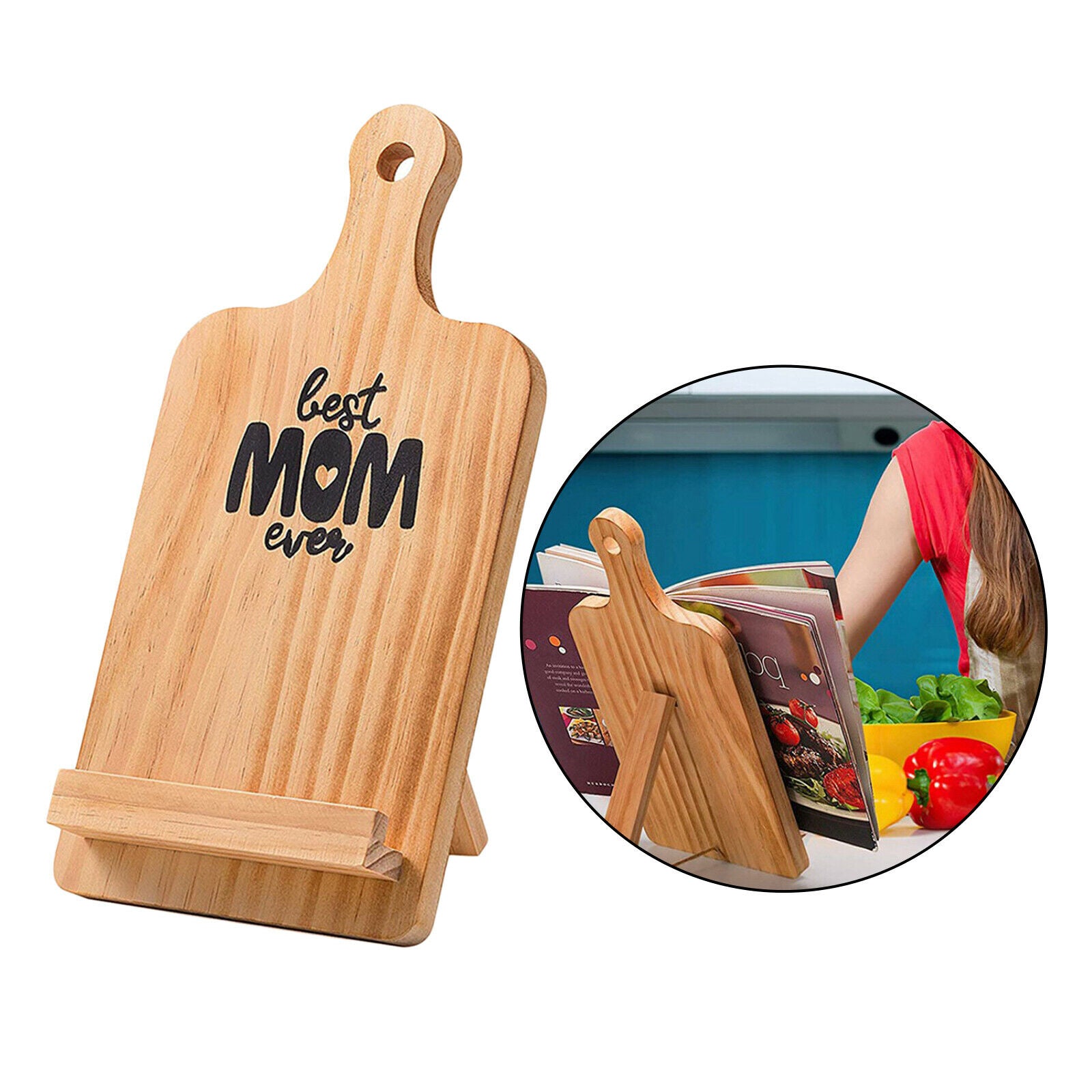 Wooden Cookbook Stand Recipe Display Holder Rack Bookrest Reading Rest