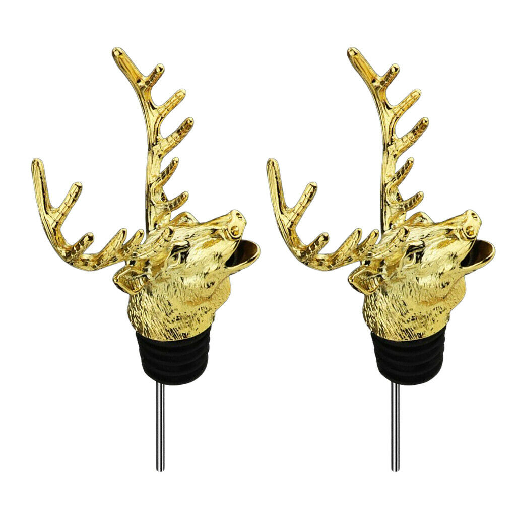 2 Pieces Metal Golden Creative Wine Bottle Caps Aerators Pourer Stopper Bar