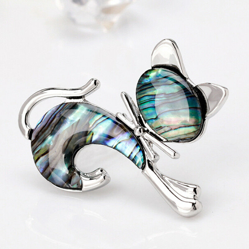 Retro Abalone Shell Brooch Pin Wedding Bridal Bouquet Animal Cat Brooch J.l8