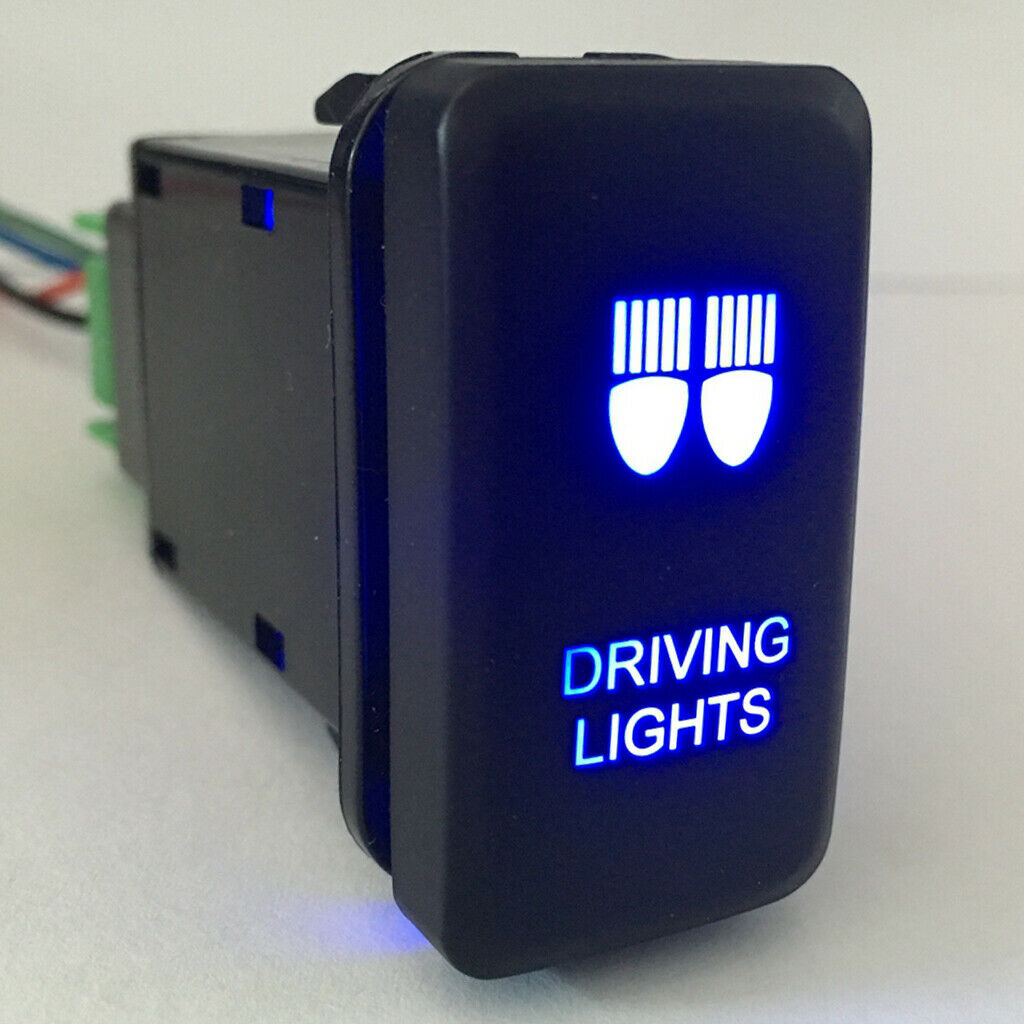 2 Pcs Toggle Switch Onf Rocker Blue LED Front Light Driving Car