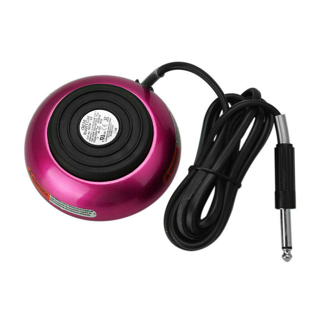 Tattoo Foot Pedal Round Power Supply Switch Controller w/ Silicone Cord Rose Red