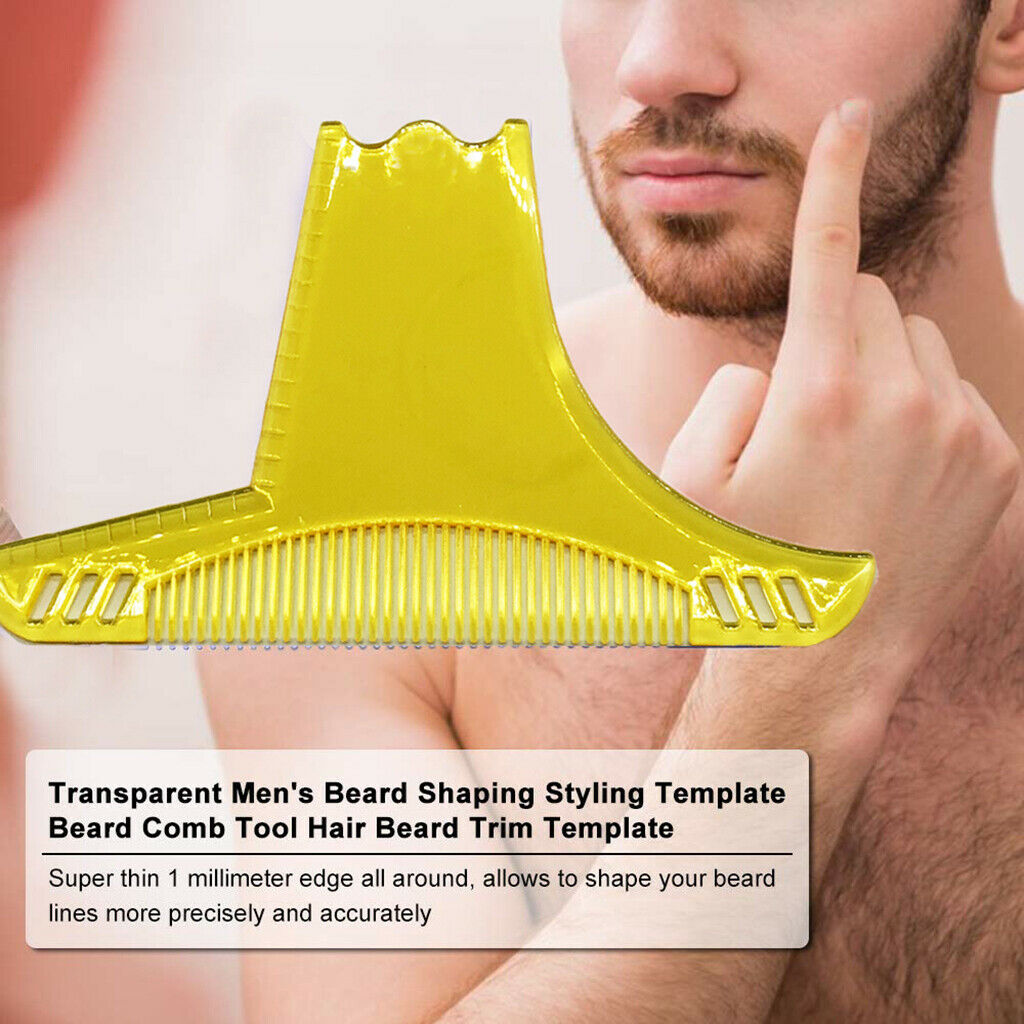 Beard Shaping Template w/Inbuilt Comb Beard Combs Facial Hair Care Yellow