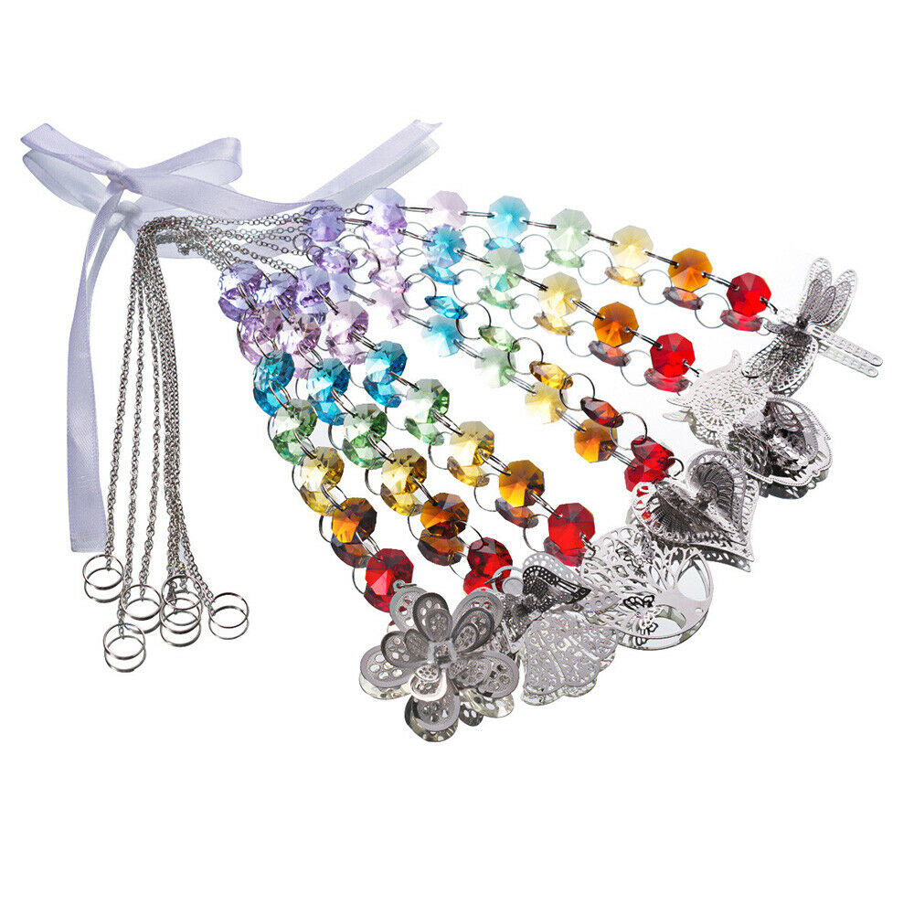 6PCS Crystal Sun Catcher Floral Pendant Prism Rainbow Maker Decor Window Hanging