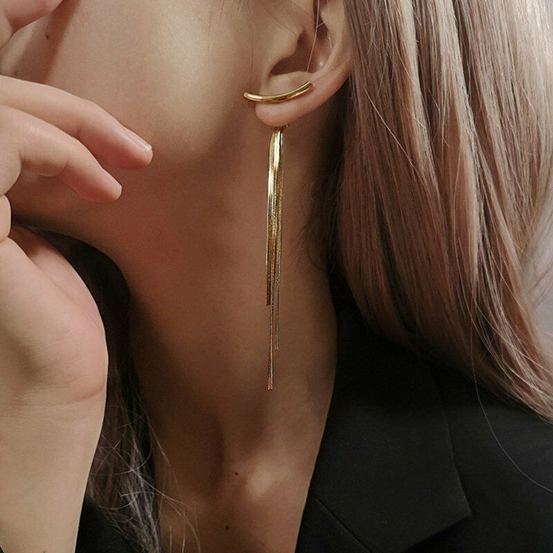 Women Ear Stud Gifts Earrings Drop Dangle Jewelry Chain Long Tassel Fashion