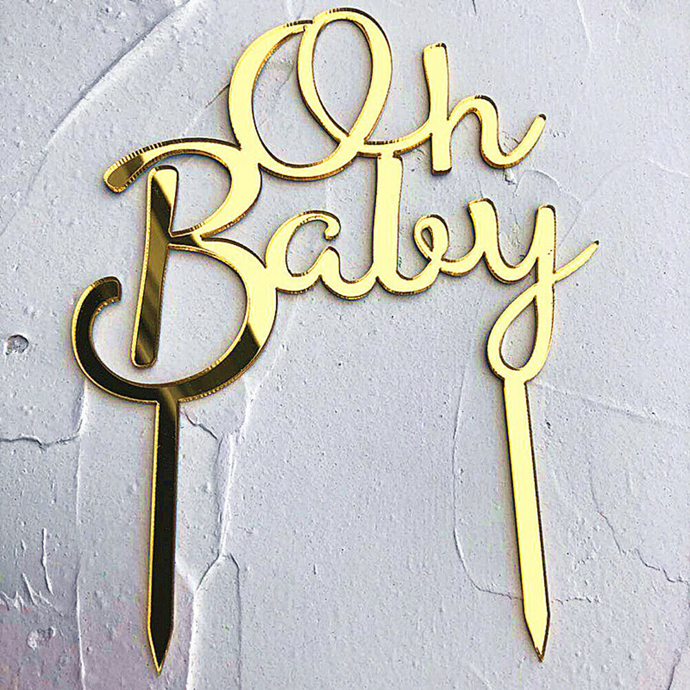 Oh Baby Pattern Happy Birthday Acrylic Cake Topper Babyshower Cupcake Topp.l8