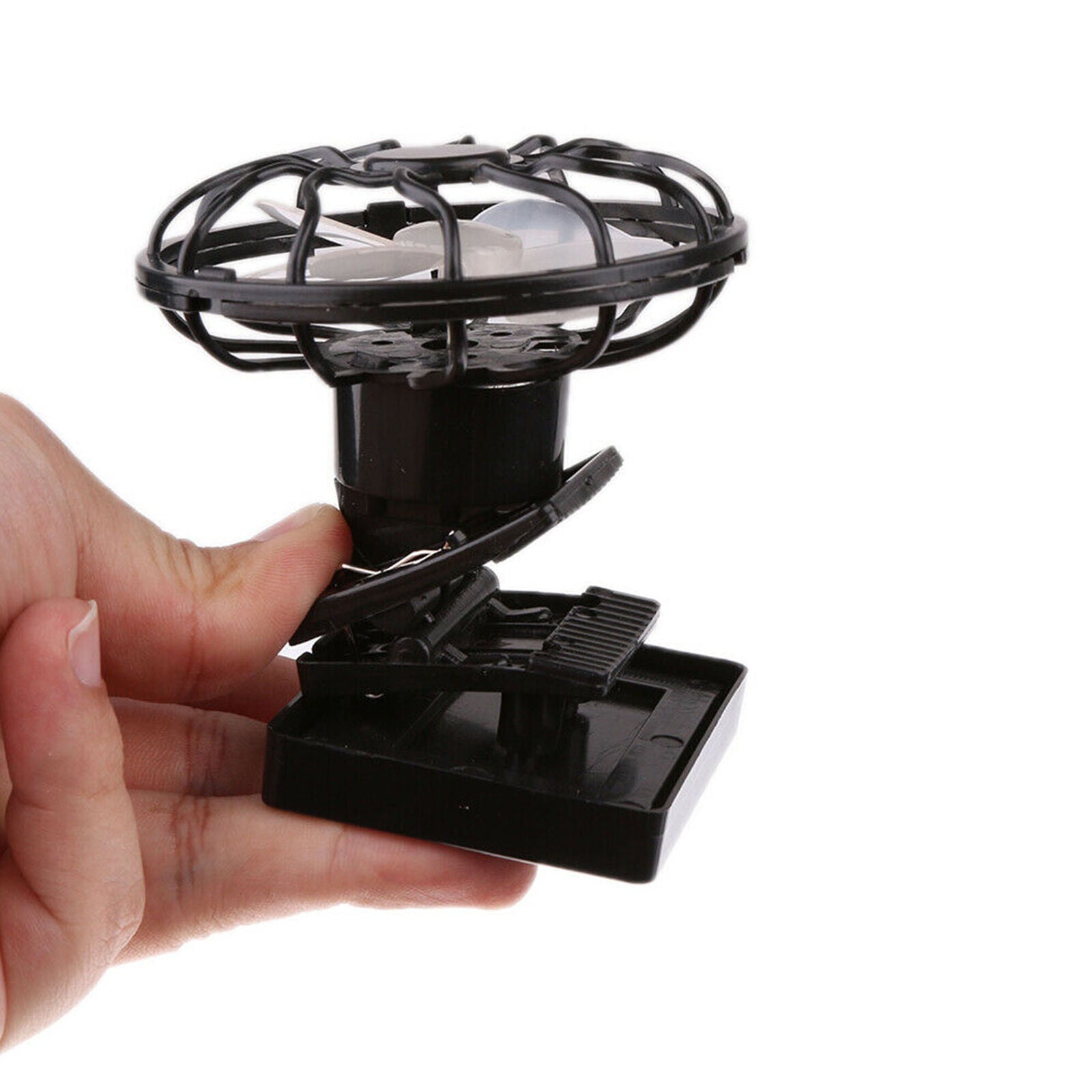 2x Clip-on Hat Mini Solar Fan for Camping Fishing Air Cooling Fan Handsfree