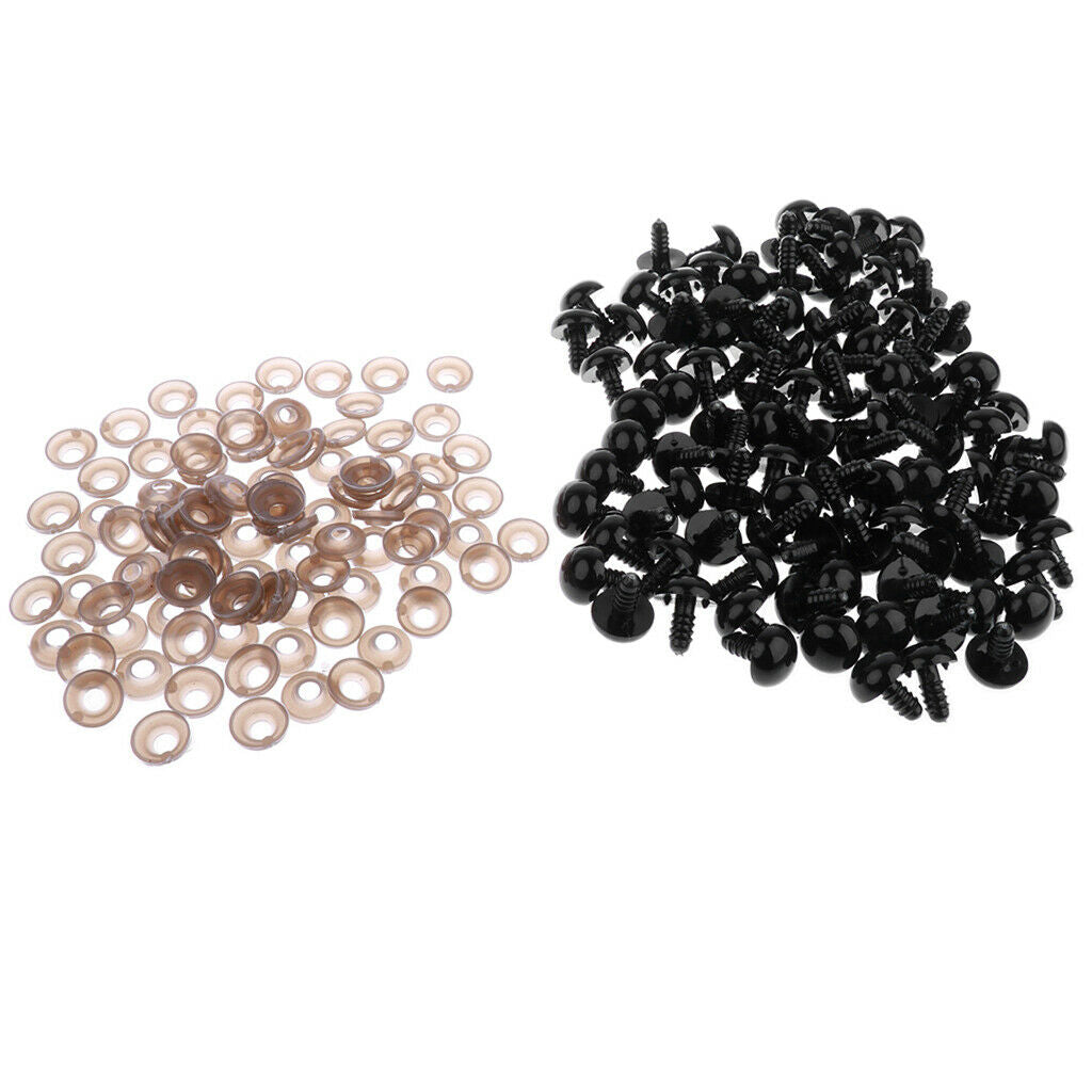 200 pieces 12mm 15mm black safety eyes with PLASTIC BACK for