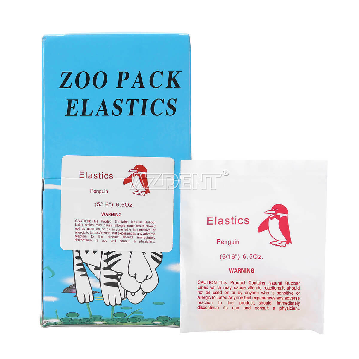 Dental Ortho Zoo Pack Elastics Latex Rubber 6.5 OZ 5/16 Penguin 5000PCS/BX