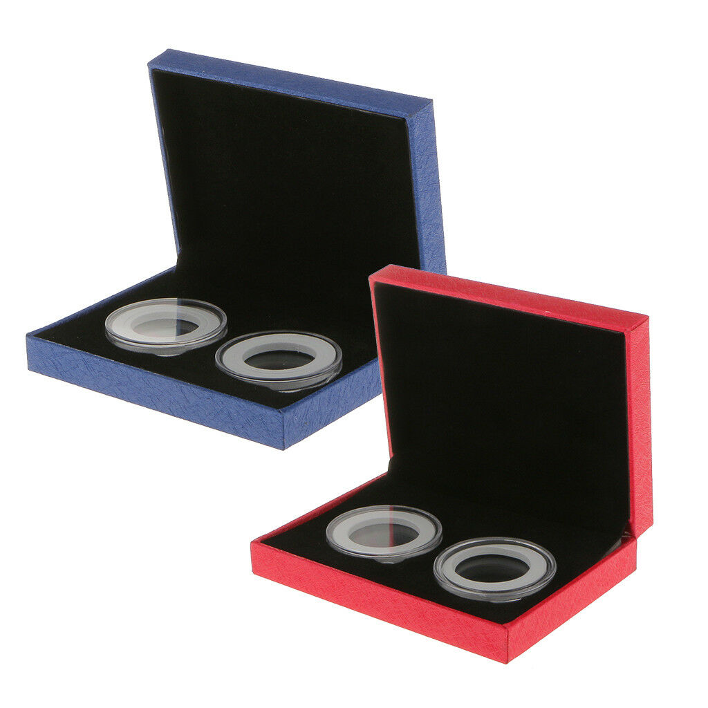 2pcs Coin Case for 40MM Coin Display Box w/ Double Clear Capsule -11.4x8.4cm