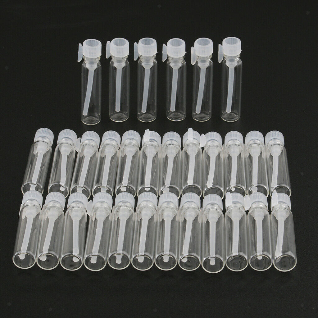 30x Travel Empty Mini Clear Glass Bottle Jar Containers Sample Vials for Oil