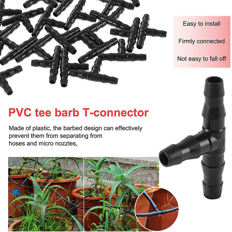 50X irrigation 4/7 mm Tee Connector 1/4 Inch Hose Garden Lawn Watering^Connector