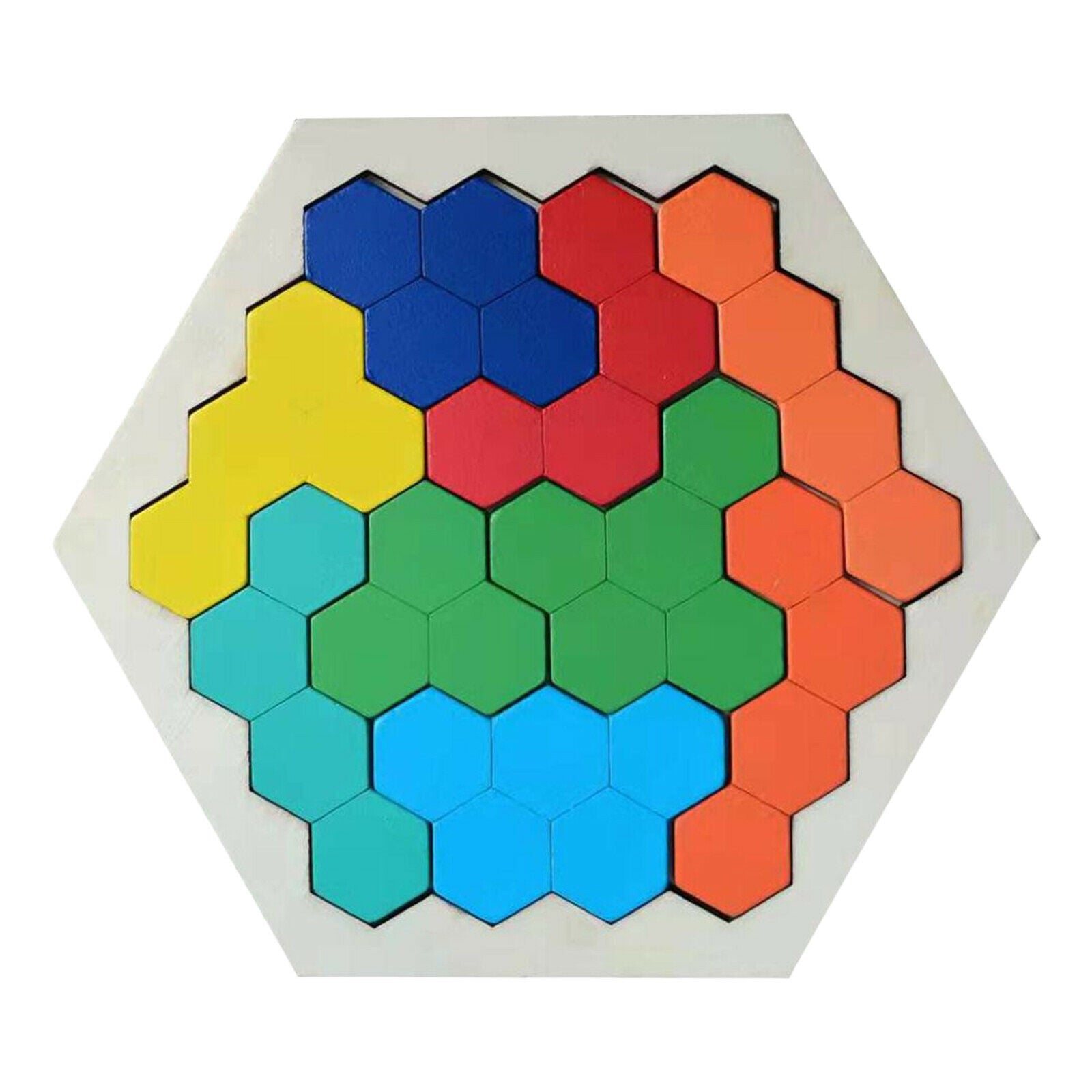 Wooden Hexagon Building Block Puzzle Jigsaw Montessori Game Gift for Kids